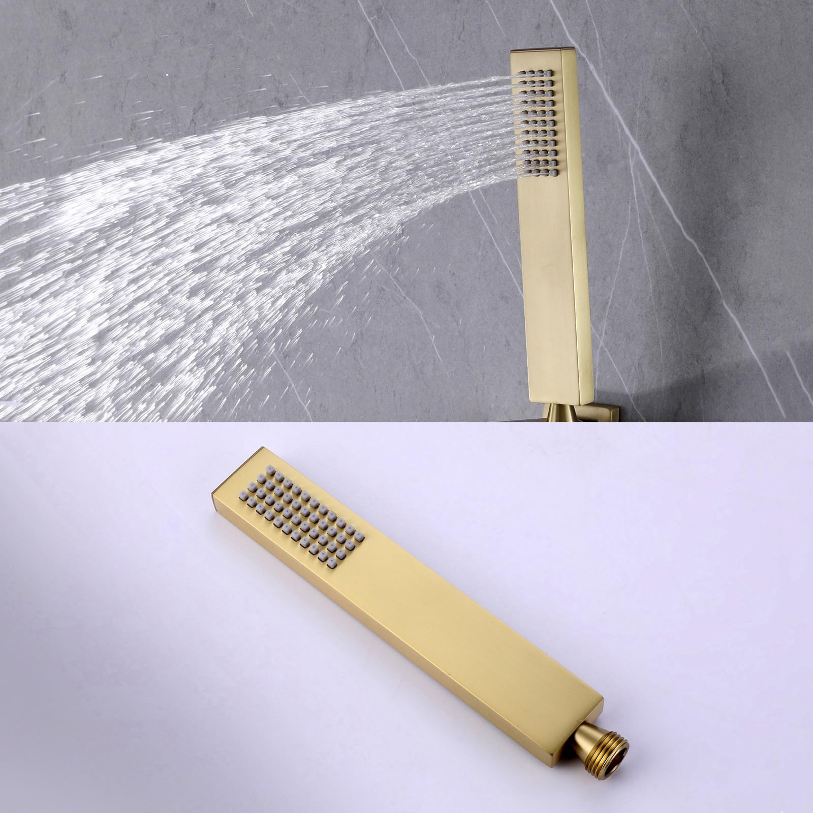 XJTNLB Juego de Ducha Oculto Ducha Efecto Lluvia y Cascada Techo Cepillado Duchas de Baño Efecto Lluvia con 4Pcs Chorros de Masaje