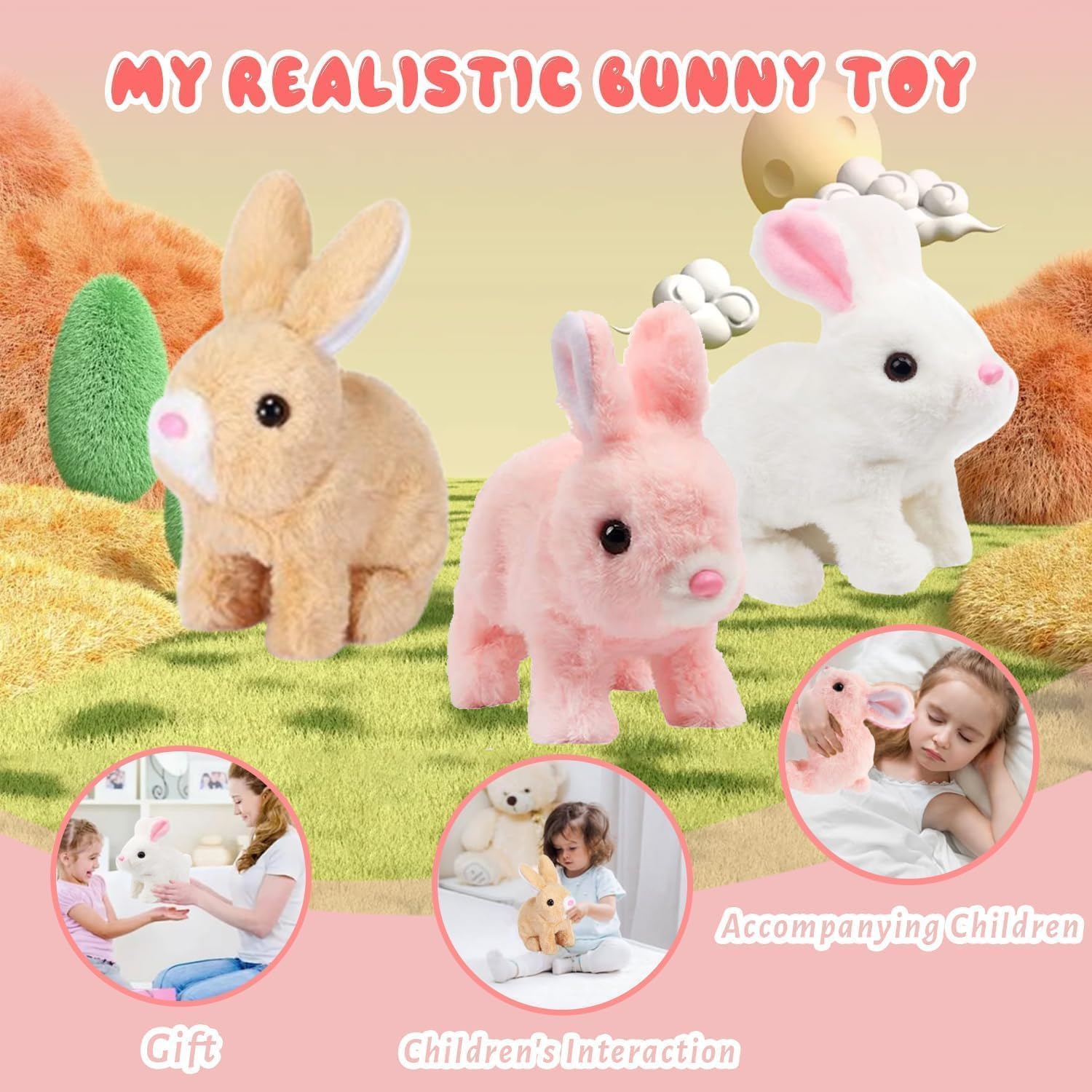 Shivaaro Walking and Talking Rabbit | Walking Rabbit Hopping and Talking Jumping Wiggling Ears Bunny Toy for Baby Kids Plush Soft Dancing 4