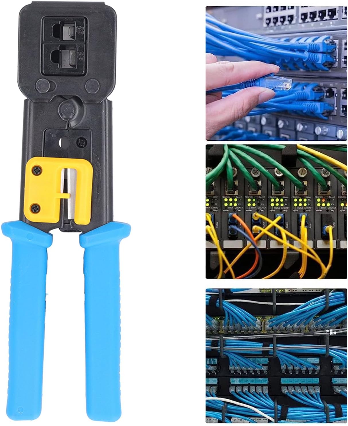 RJ45 CAT6 Data Cable Crimper Tool Steel Integrated Ethernet Gemstone Head 6P8P Crimping Pliers