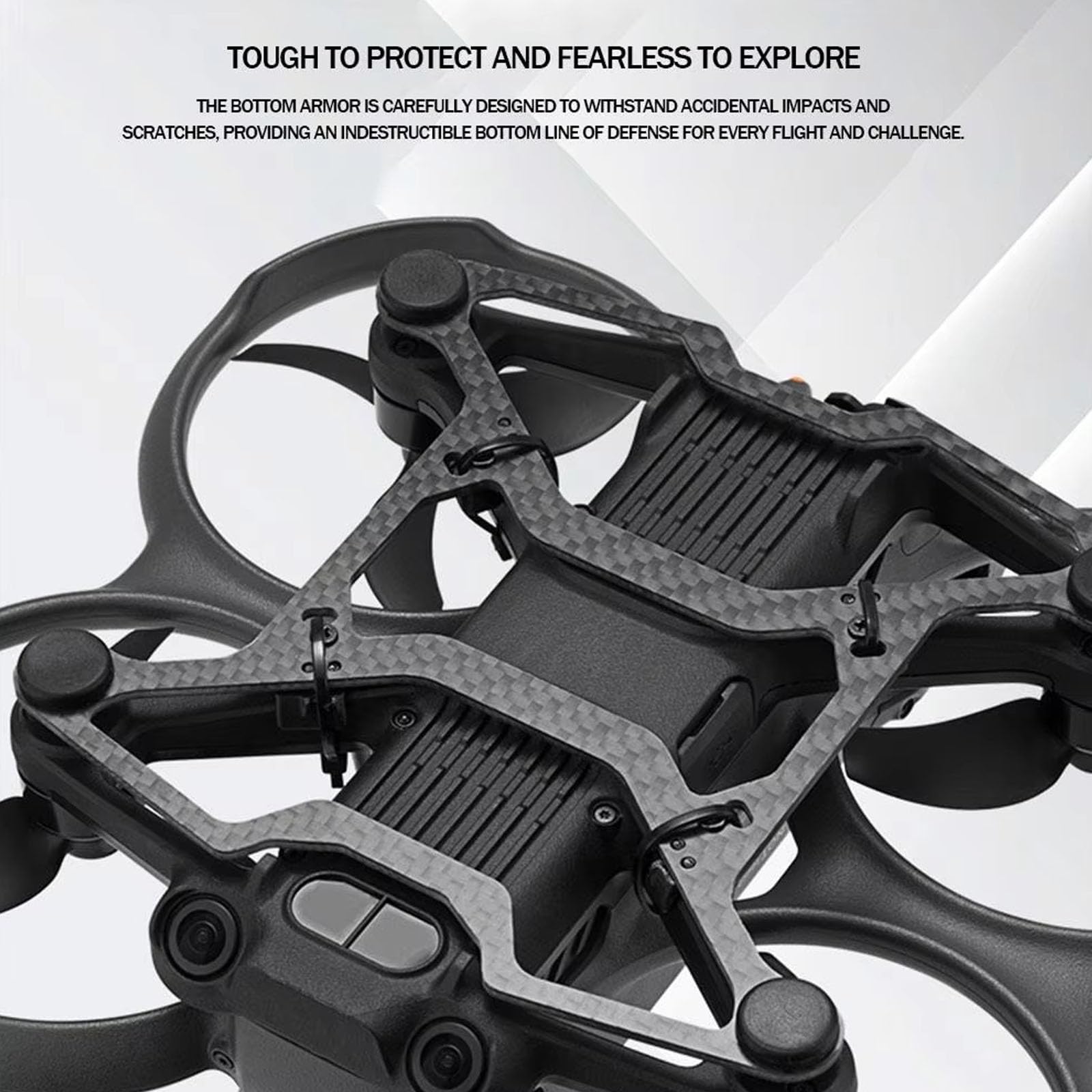 ZWLLKJGS Avata 2 x Carbon Fiber Drone Protective Chassis Soft Rubber Padding, black - Image 3