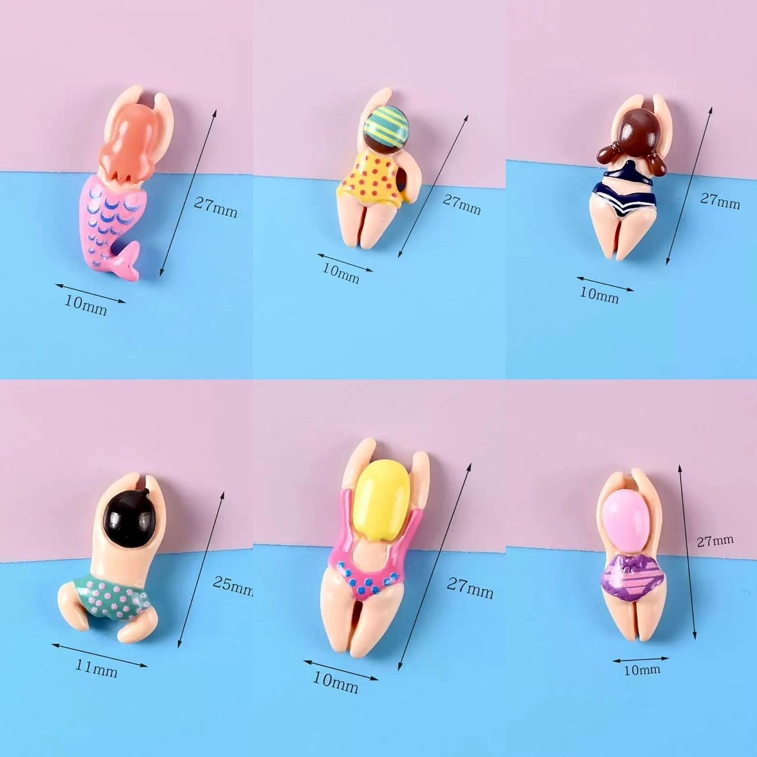 6PCS Cute Swimming Character Fridge Magnets - Fun Beach Theme Refrigerator Magnets for Kitchen Decor, Summer Party Accessories