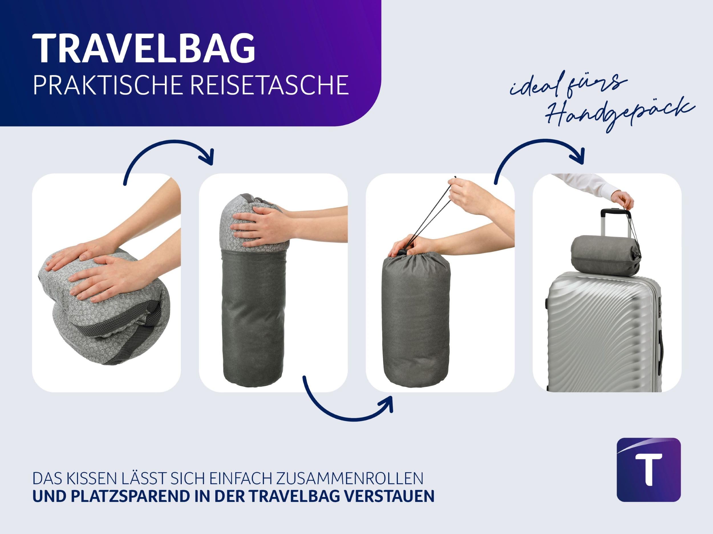 Traumnacht Travelguard ergonomisches Nackenkissen, Kopfkissen, Reisekissen für einen erholsamen Schlaf, 35 x 50 cm, weiß, Öko-Tex geprüft, produziert nach deutschem Qualitätsstandard