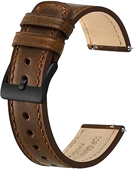 Leather Watch Straps, Classic Oil Waxed Leather, Quick Release Replacement Band for Men and Women, Band Width 18mm 20mm 22mm