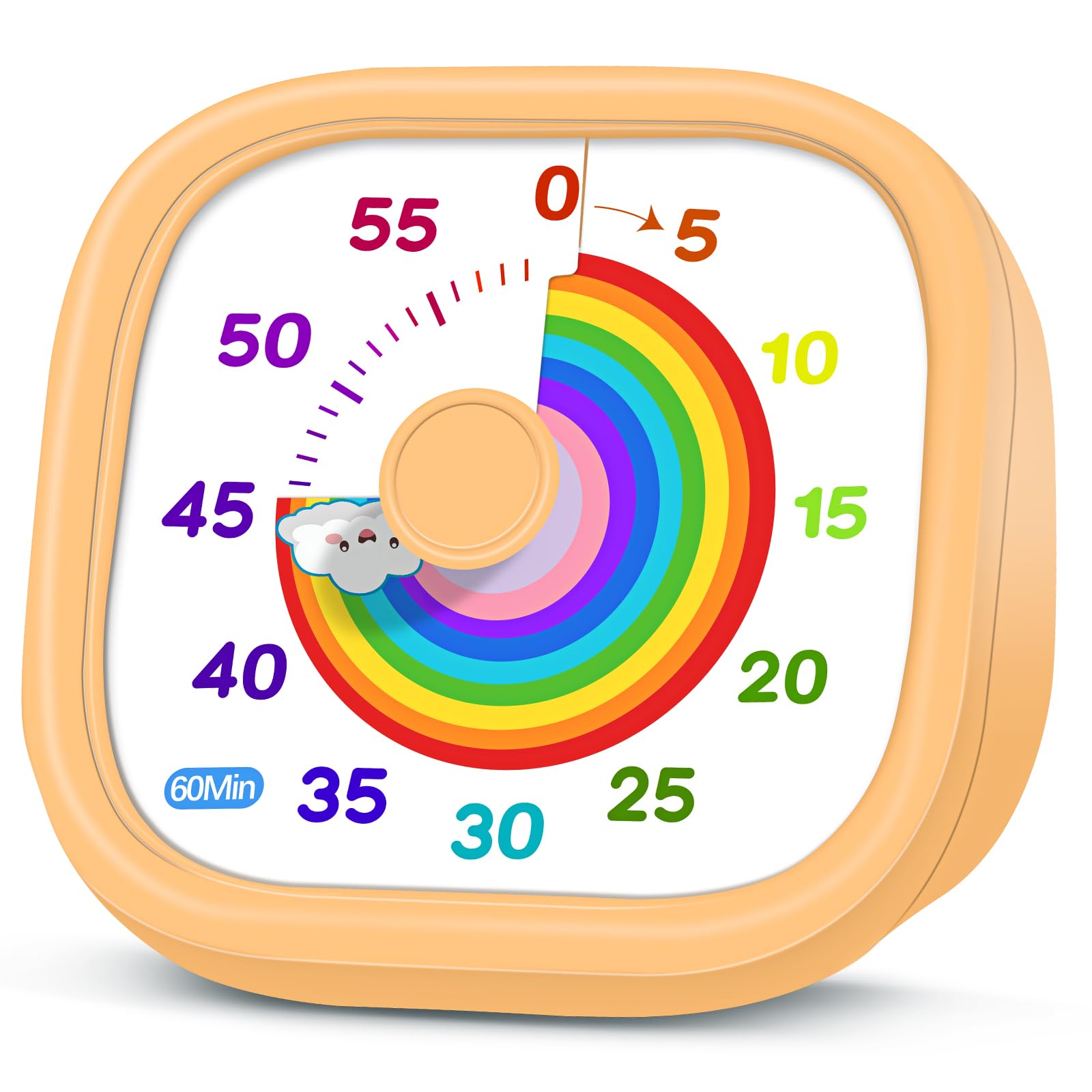 Minuteur visuel Pomodoro 60 minutes avec compte à rebours arc-en-ciel