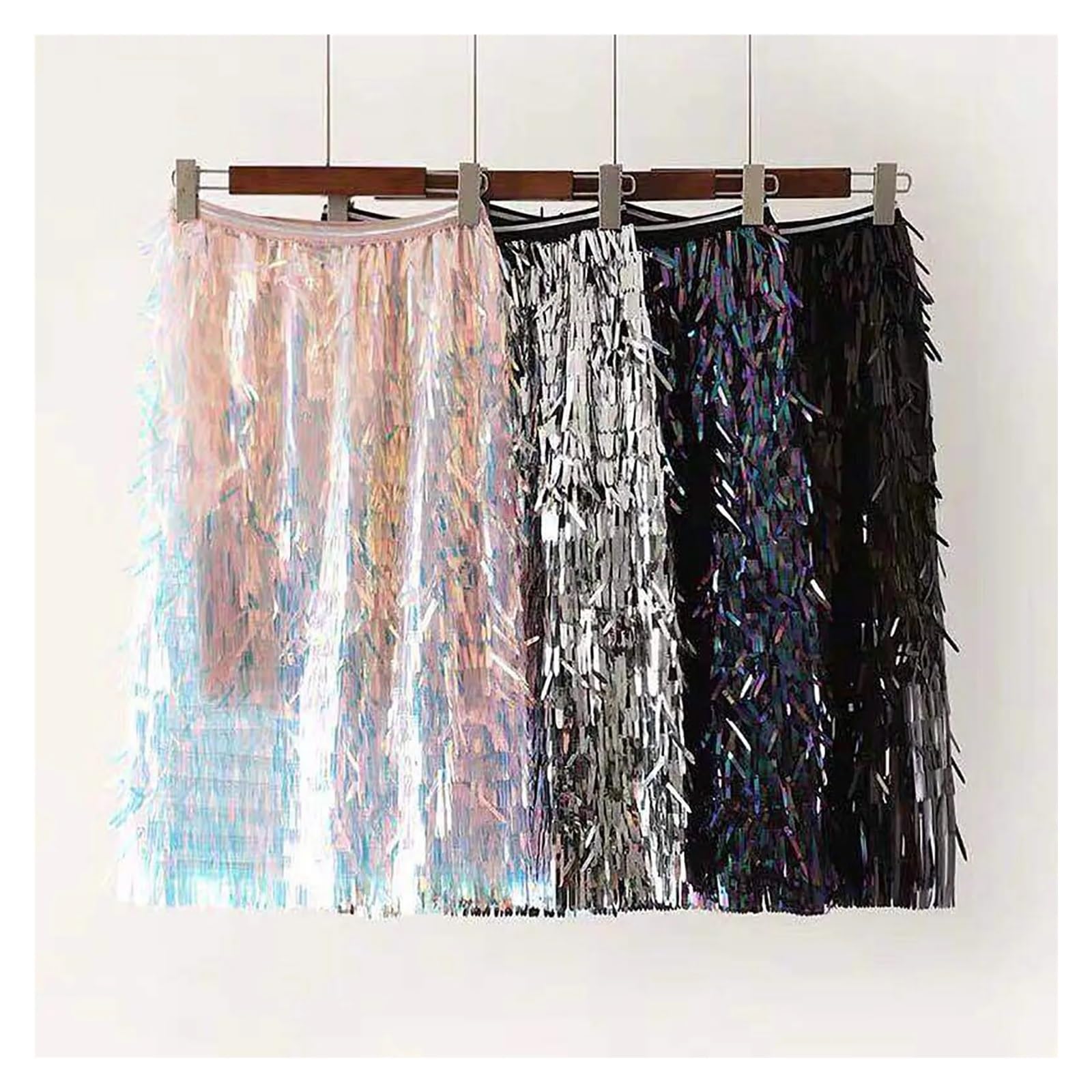 Donne alla Moda Casual Sexy Paillettes avvolgenti Glutei gonne Super abbagliante colorato Nappa Vita Alta Mezza Lunghezza Gonna per Le Feste
