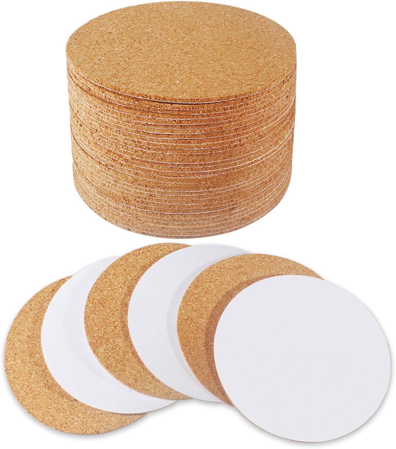 30 Pack Self-Adhesive Cork Round 4' Tiles for DIY Crafts