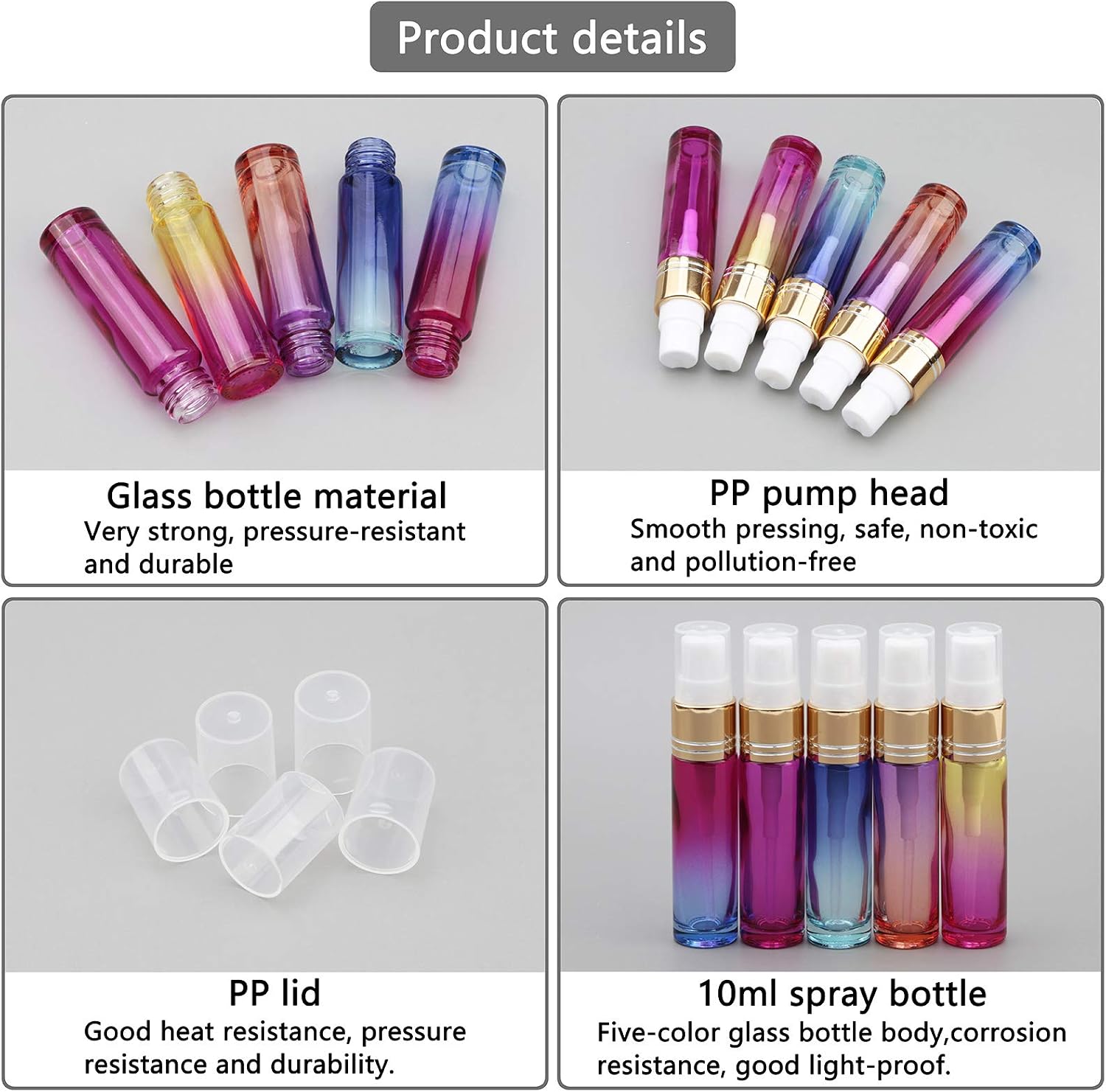 10ml Mini Perfume Glass Bottle Fine Mist Spray Bottles Travel Bottles Refillable Fragrance Vials Containers with Atomizer Scent Pump (5pcs 5ml droppers and funnels) Pack of 10 image 4