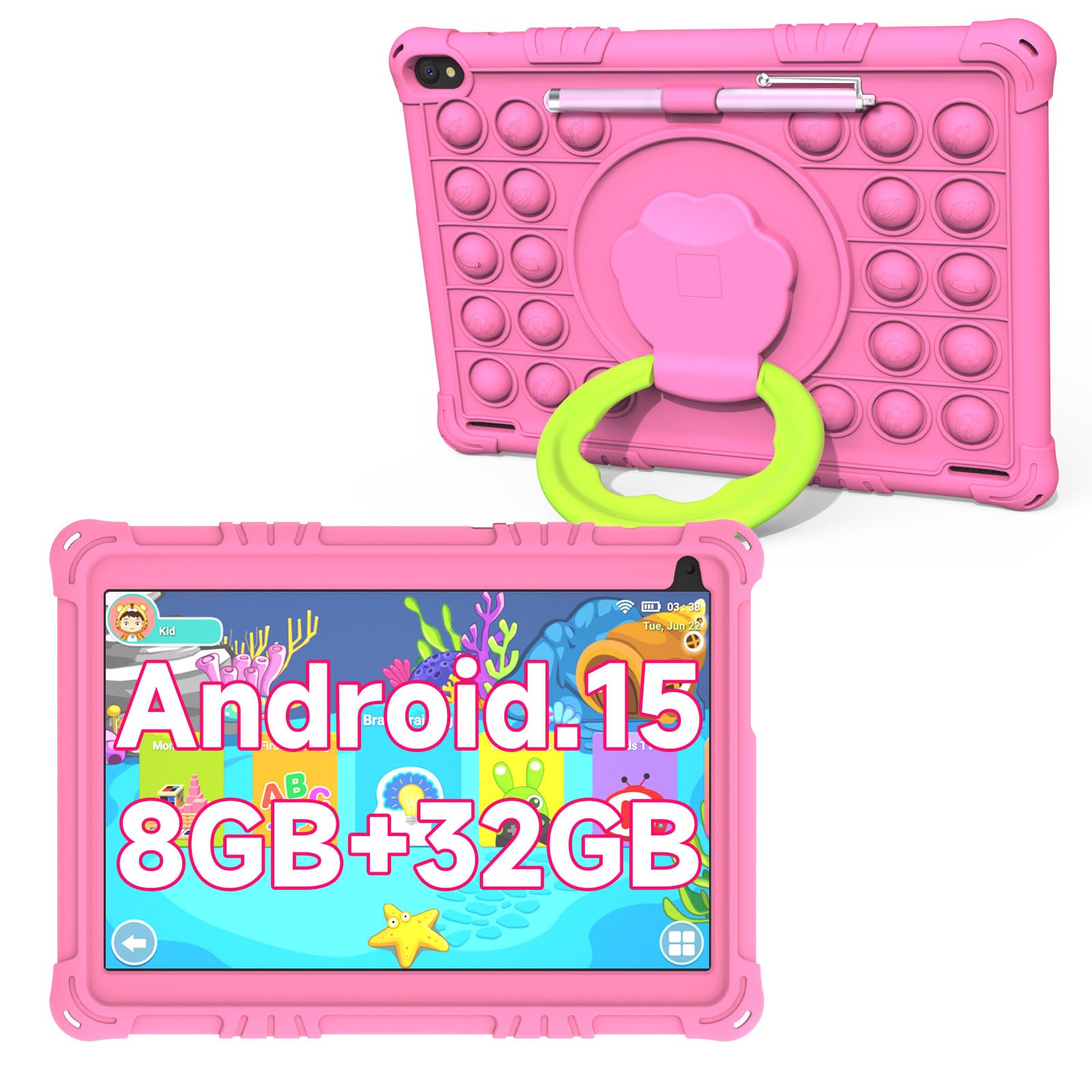 新品 キッズタブレット 10インチ 8GB+32GB Android15 ピンク Amazon.com : Android 15 Kids Tablet, 10 inch Tablets for Kids, 8GB