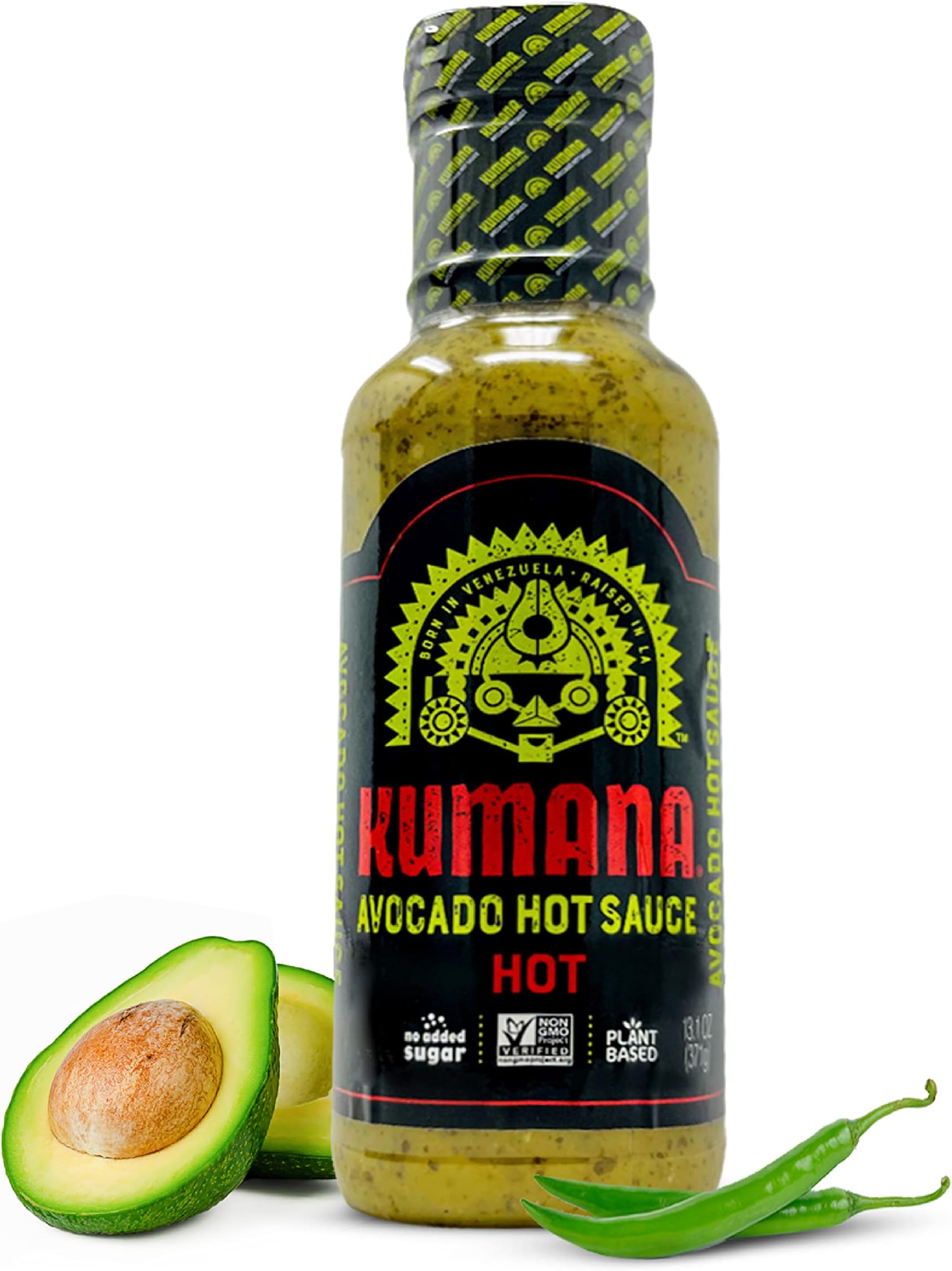 Kumana Avocado Hot Sauce - Made with Ripe Avocados and Habanero Chili Peppers for a Delicious, Creamy & Spicy Flavor. The Perfect Keto and Paleo-Friendly Condiment for Your Meals. No Added Sugar, Gluten-Free and Low-Carb. 13.1 Ounce Bottle