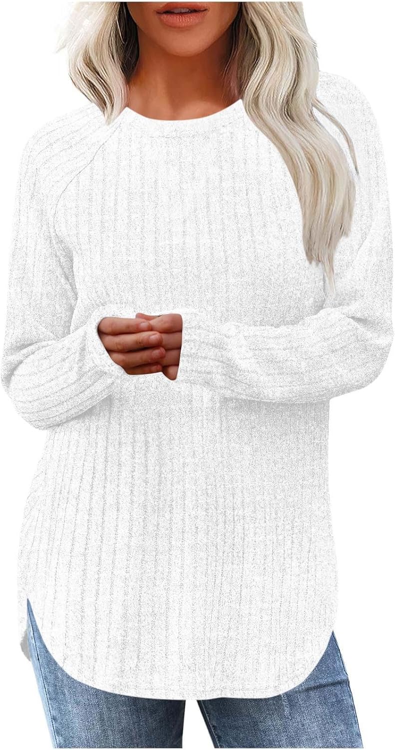 Tunic Pullover Fall Shirts Women Clothes Long Sleeve Shirt Woman Wear Fashion 2025 Trendy Travel Outfit Winter Tops 02# White X-Large - Image 1 of 7