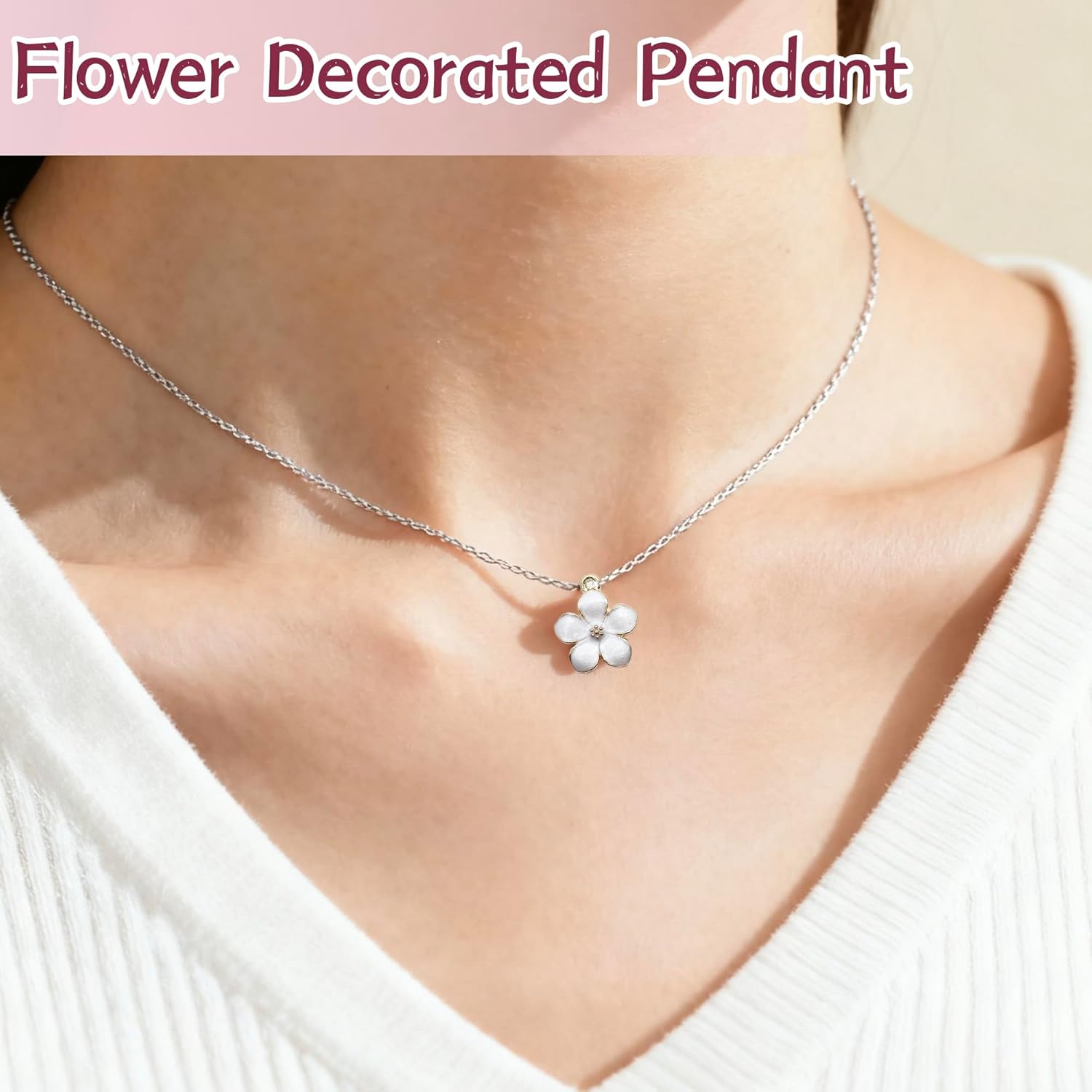 50pcs Gold Plated Enamel Cherry Blossoms Bracelet Charms - Perfect for Jewelry Making and Earring Designs - Image 3