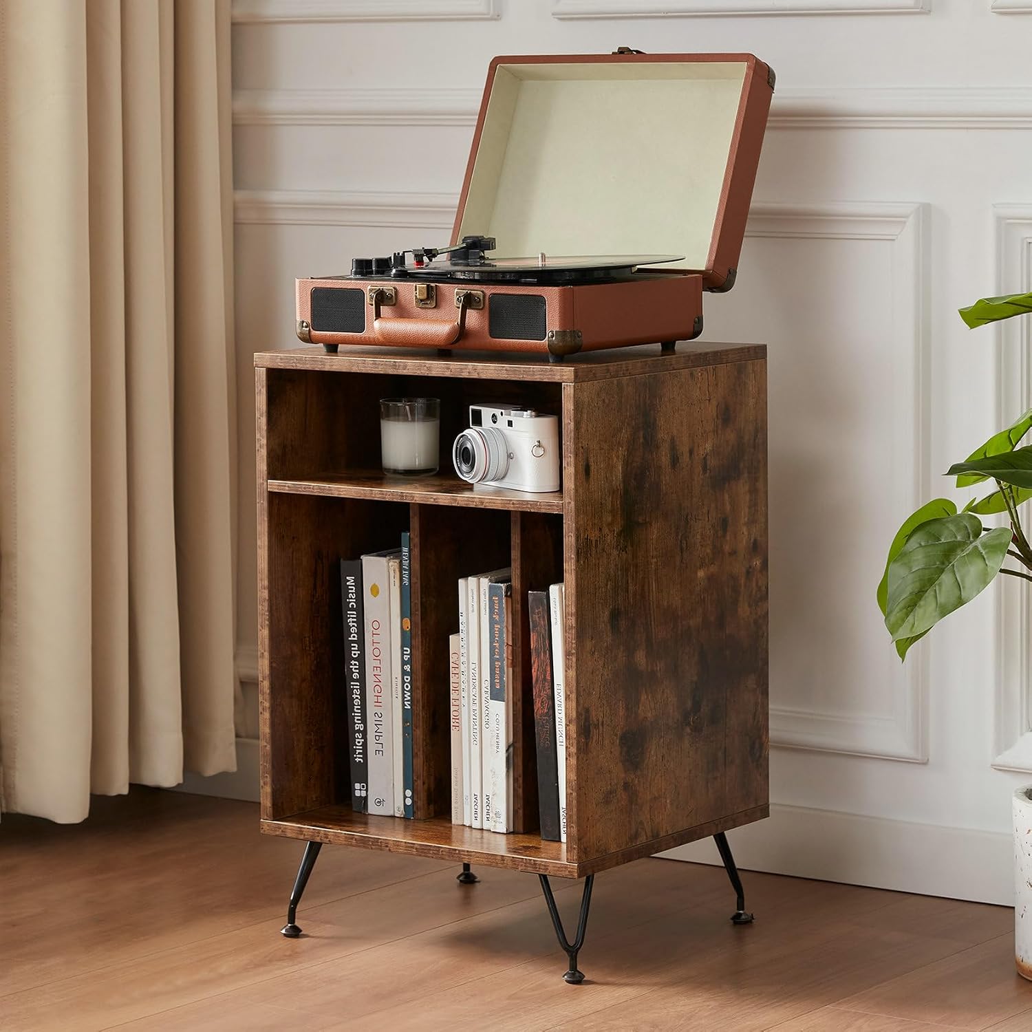 Amazon.com: STARY Home, Table with Metal Legs Vinyl, Turntable Stand ...
