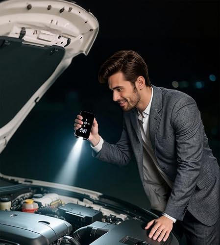 Miniatura 6 de Inflador de neumáticos portátil – Bomba de aire de neumáticos de doble potencia (recargable y 12 V CC), compresor de aire multifuncional con