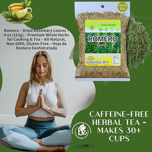 Miniatura 4 de Té de hojas secas de romero entero sueltas de primera calidad, 4 onzas (3.99 oz)  Hoja de Romero Te Herbal Rosmarinus Officinalis  Hecho a mano por