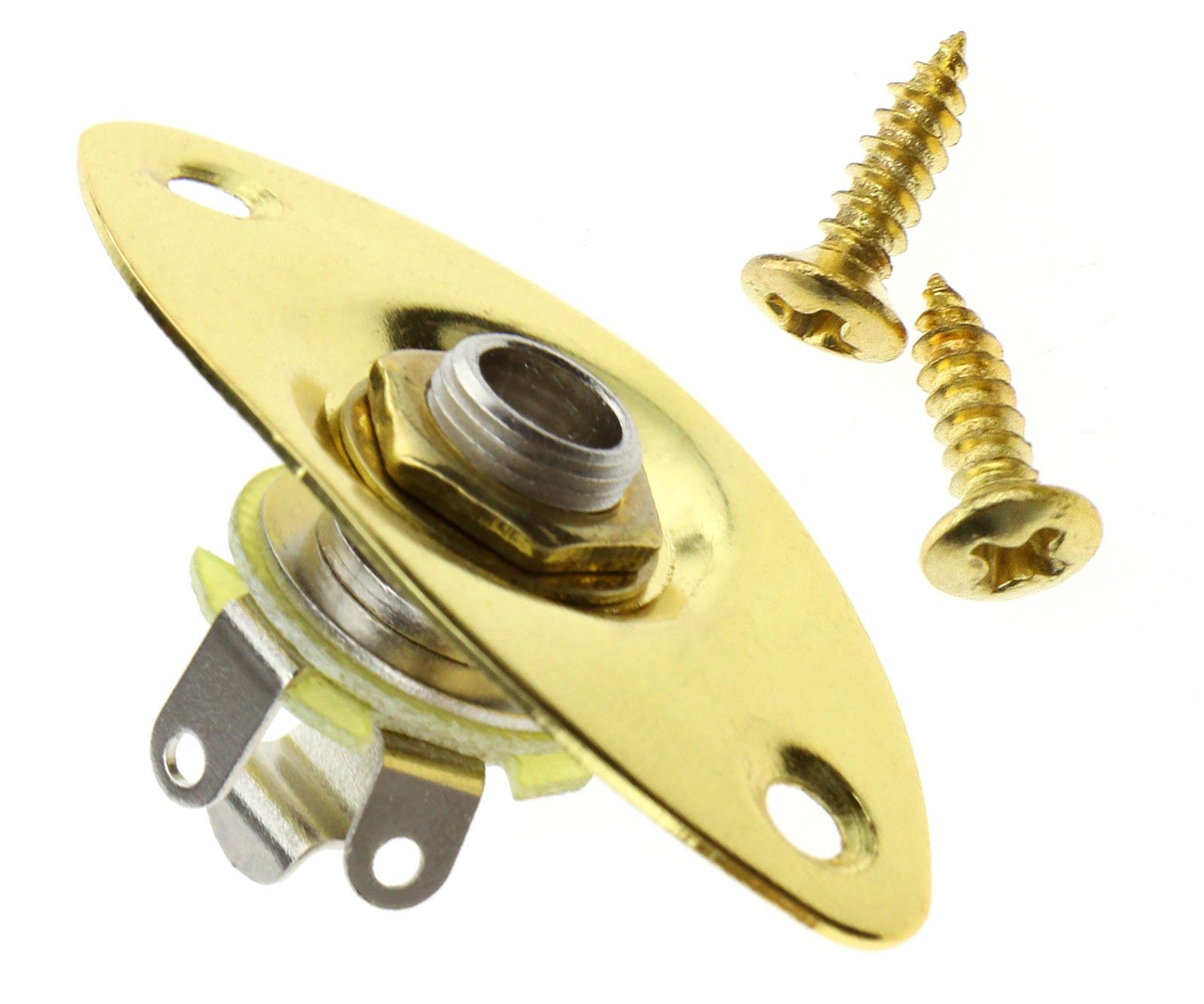 Micro Trader Oval Shape Guitar Output Jack Plate Socket with 2 Screws for Electric Guitars Gold