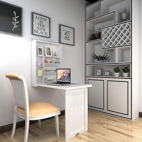 Nightcore Wall Mounted Table w/Classified Storage Space, Foldable Multiple-Purpose Desk,