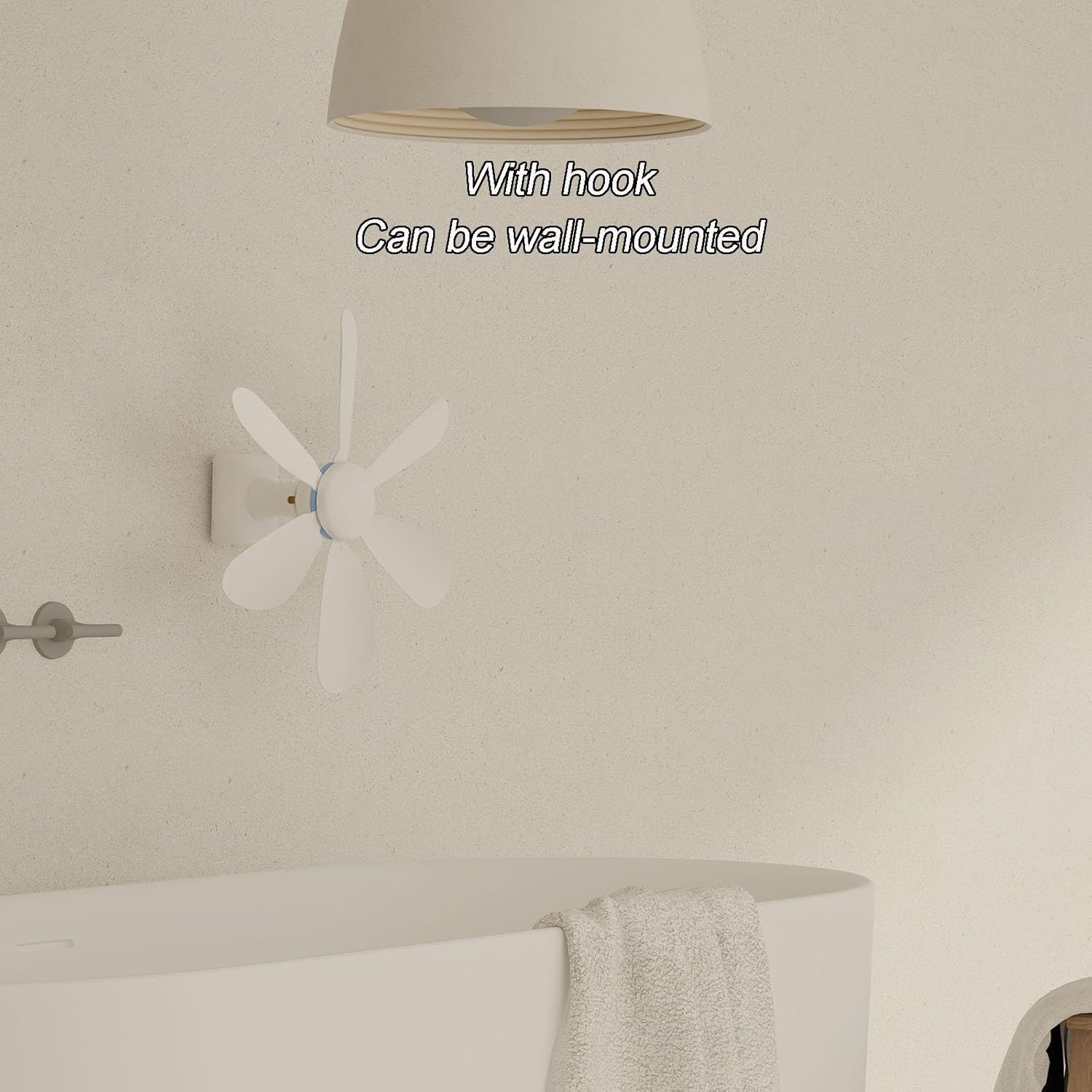 Portable Hanging Solar Powered Fan Light can Last 6/8/10 H Wall Mounted Small Ceiling Fan Camping Fan with Remote Control and Light with 5 M Charging Cable(6 h)