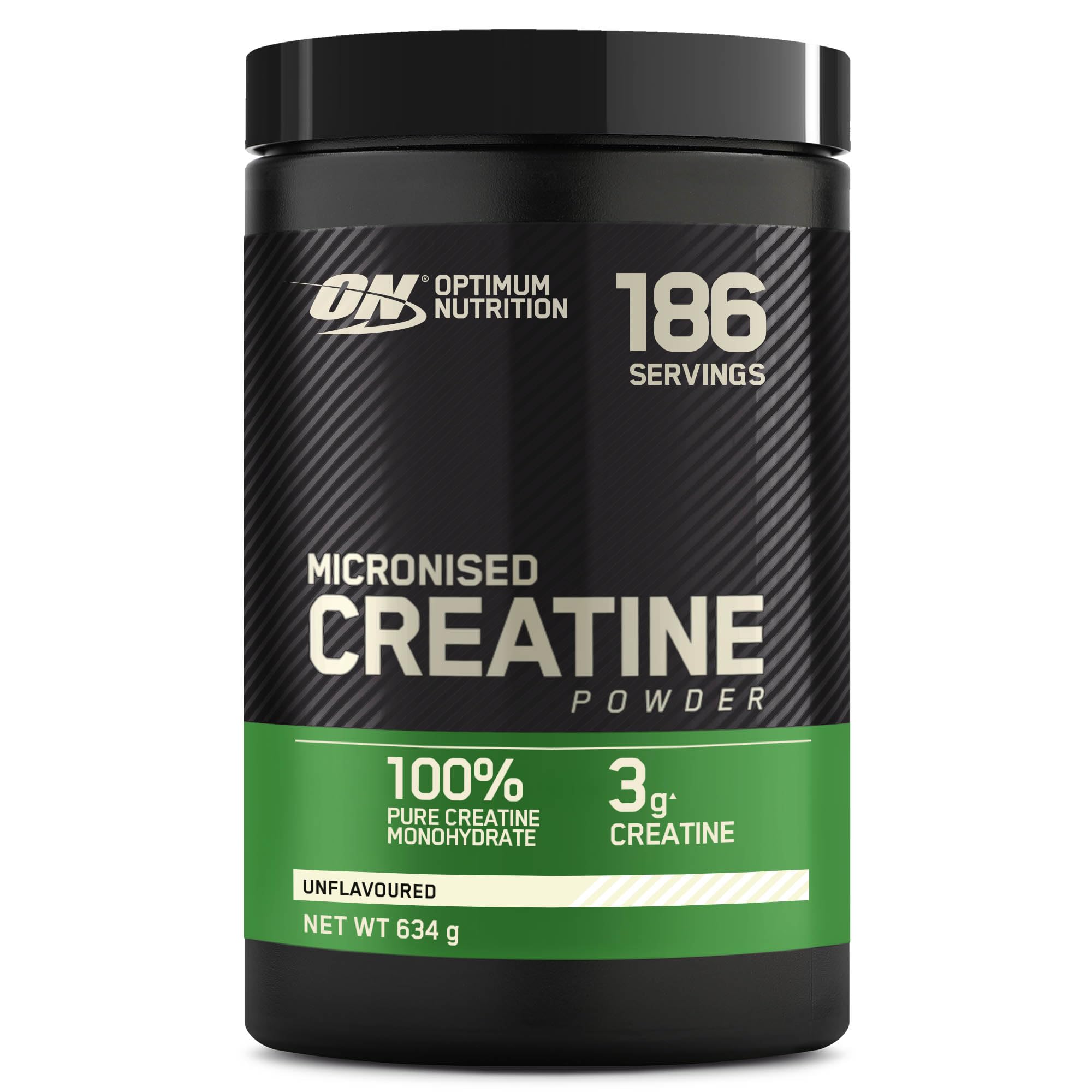 Optimum Nutrition Creatina Micronizada en Polvo, Sin Sabor, 634g, 186 Servicios