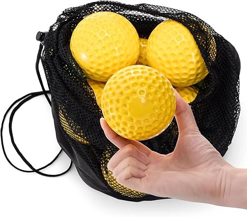 Vista 9 de Tebery Paquete de 12 pelotas de béisbol verdes con hoyuelos, 9 pulgadas para coordinación mano-ojo, práctica de golpeo y campo