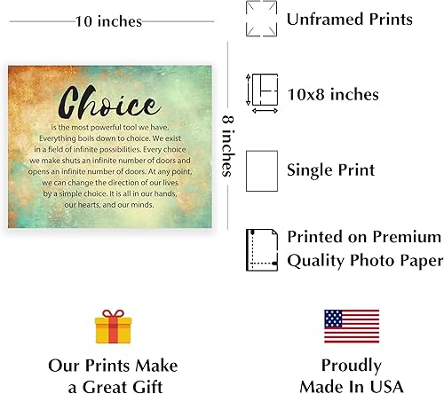 Miniatura 2 de AMERICAN LUXURY GIFTS Choice Life Decisions - Arte de pared motivacional inspirador para pared, mentalidad positiva, oficina, aula, decoración del