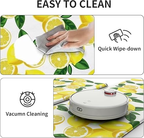 Miniatura 5 de FYATHM Alfombrillas de cocina de limón para piso, tapetes antifatiga para suelo de cocina, antideslizantes, lavables, alfombra de cocina de espuma