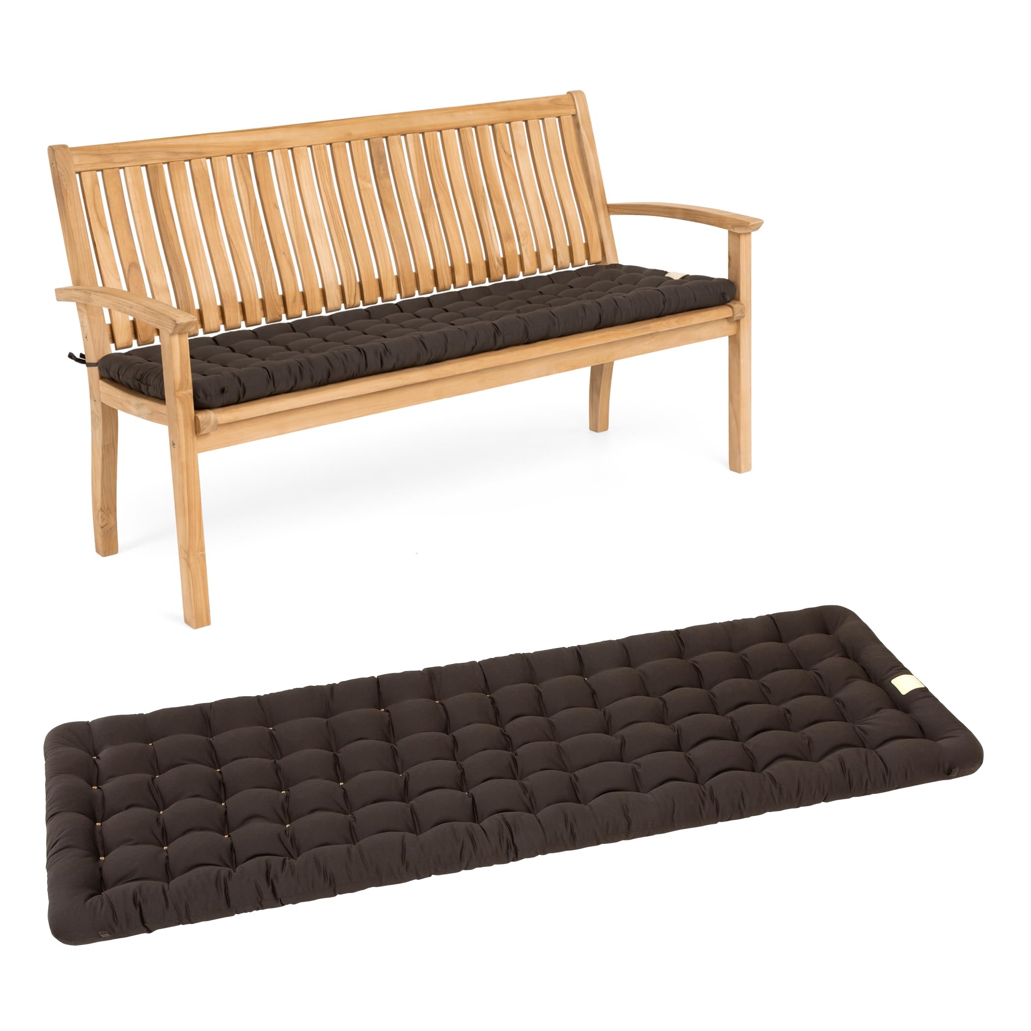 HAVE A SEAT Living - Gartenbank Auflage, Bequemes Sitzbank Polster - Orthopädisches Bank Sitzkissen, Waschbar bis 95°C, Made in Germany (Braun, 110x48 cm - 1x)