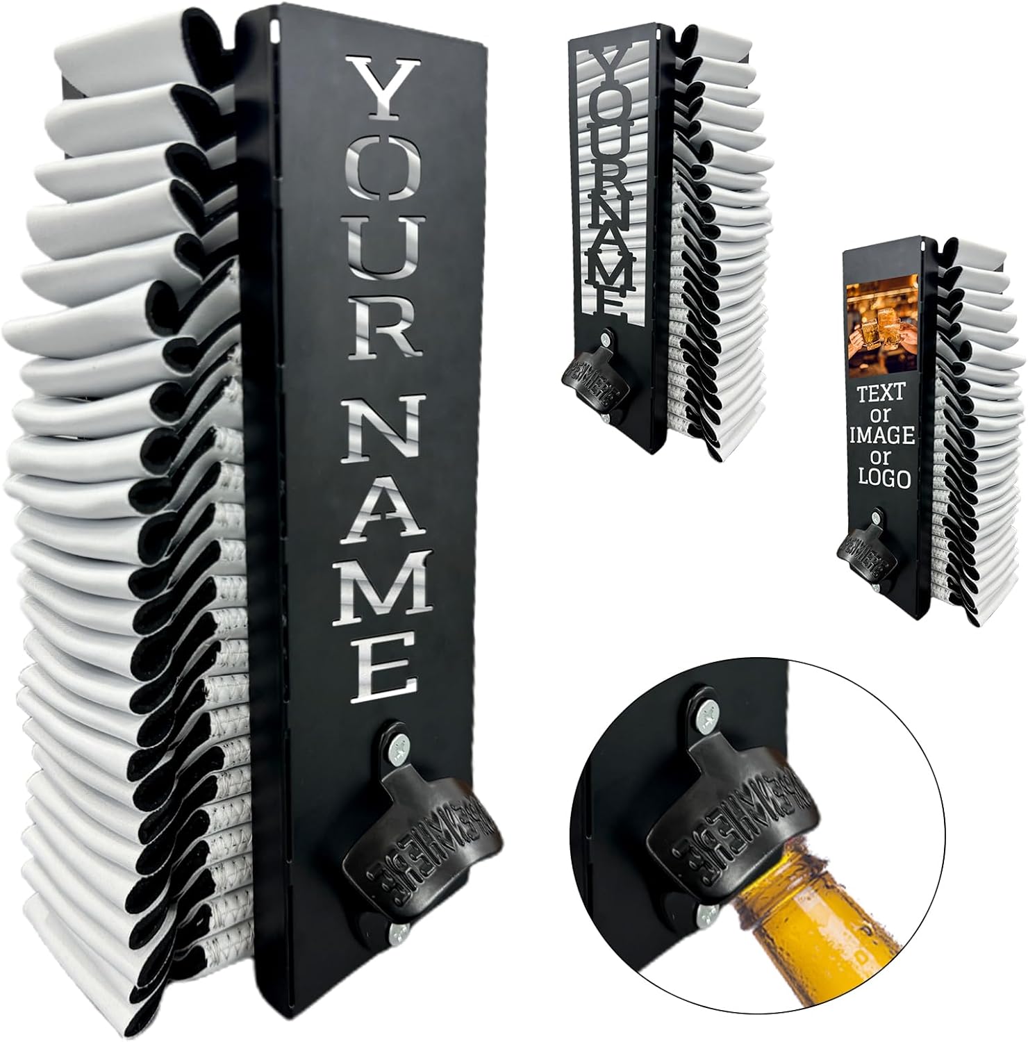 Personalized Wall Mounted Can Cooler Holder Custom Can Cooler Holder with Bottle Opener Customized 2 in 1 Metal Cooler Dispenser with Photo Text Cool Stuff Gift for Beer Drinker -Style2