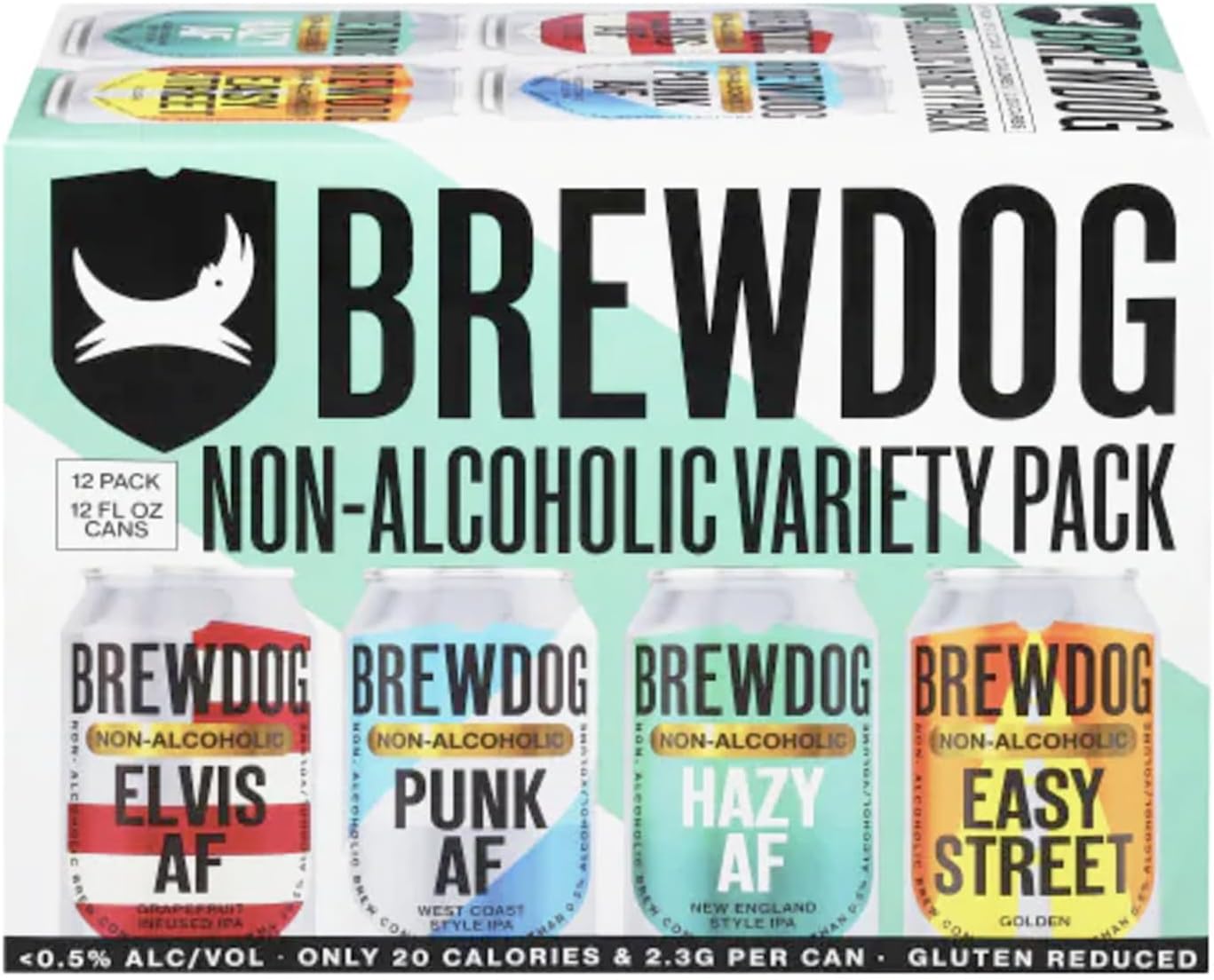 BrewDog 24 Mixed Pack, Non-Alcoholic Pack | Includes Easy Street, Elvis, Hazy, & Punk | 12oz Cans
