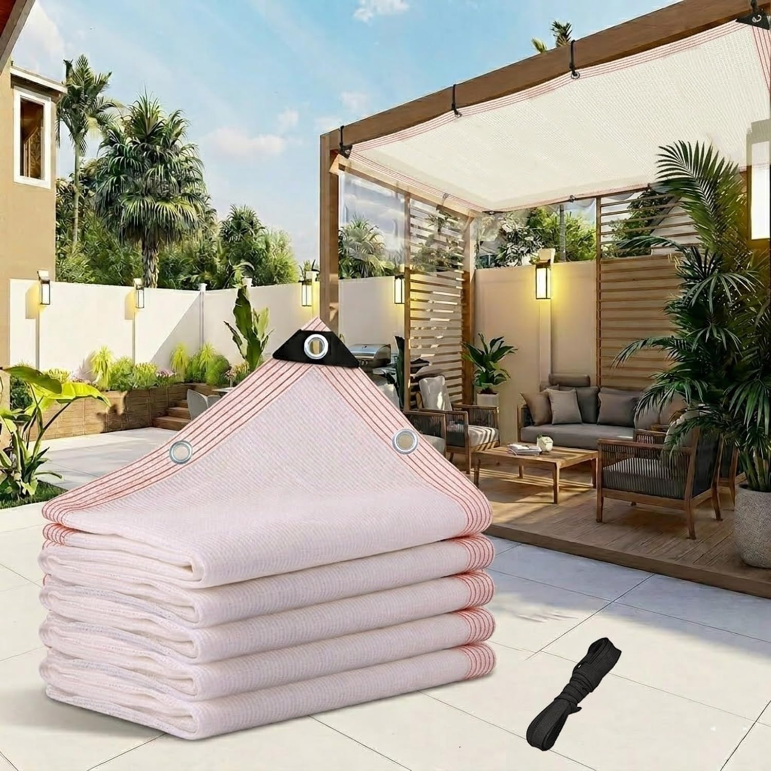 75% Sun Shade Cloth White for Garden 1.5m 2m 3.0m 4.0m 5m 6m 7m HDPE Sun Shade Net with Grommets, Outdoor Shades Mesh Tarp for Patio/Greenhouse/Plant Cover(3x10m)