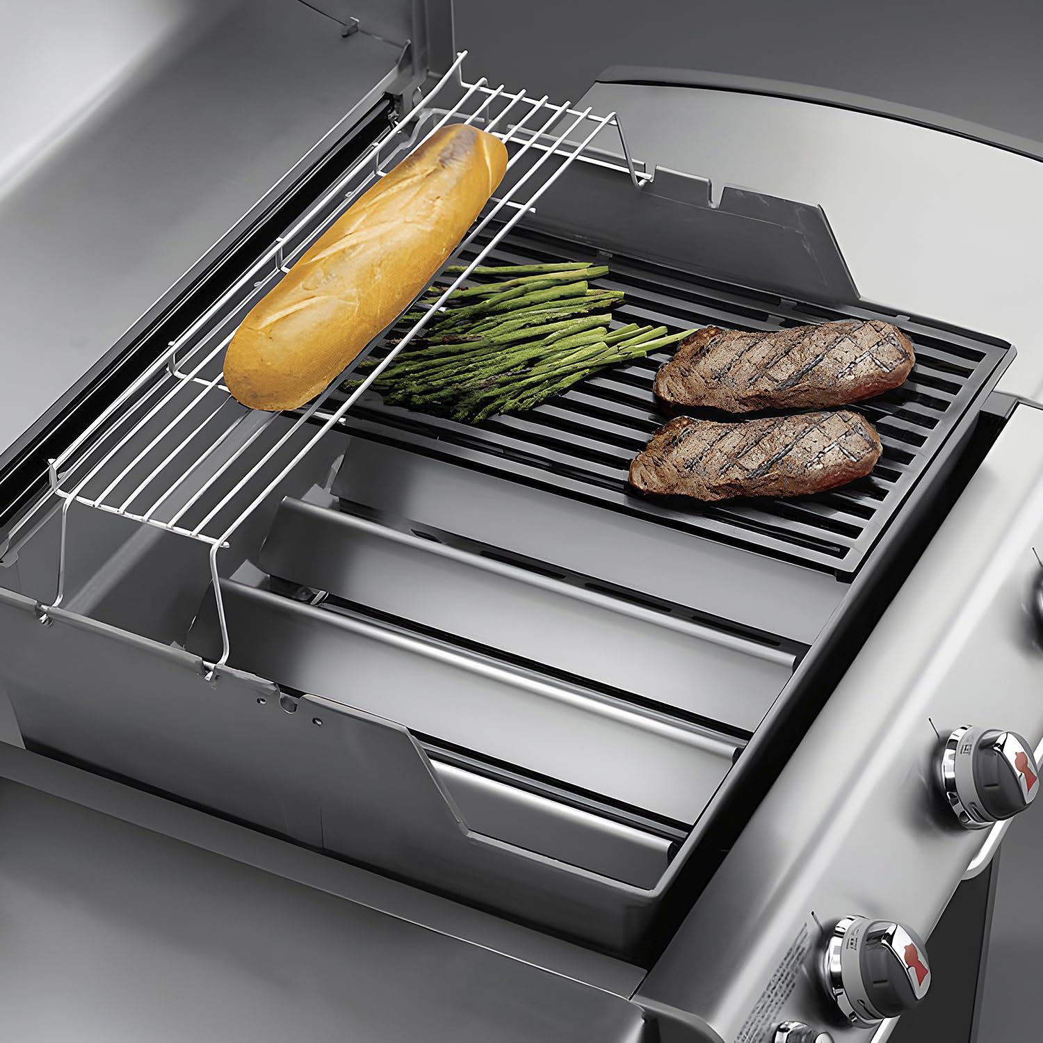 Barras de sabor de acero inoxidable de 38,9 cm para Weber Spirit I & II E/S-310 320 330 Series, 7636 accesorios de placa de calor con paneles de control montados en la parte delantera,