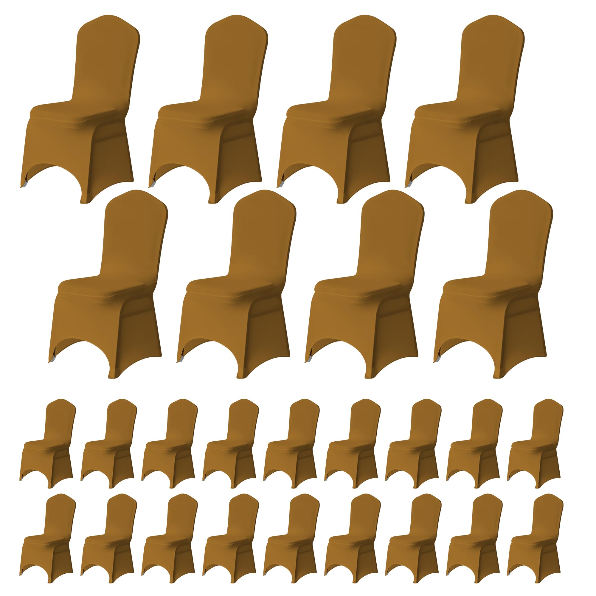 Trimming Shop Gold Wedding Chair Covers Set of 100, Spandex Polyester Stretch Removable Washable Universal Slipcovers for Wedding Banquet, Dining Party & Events โ image 1
