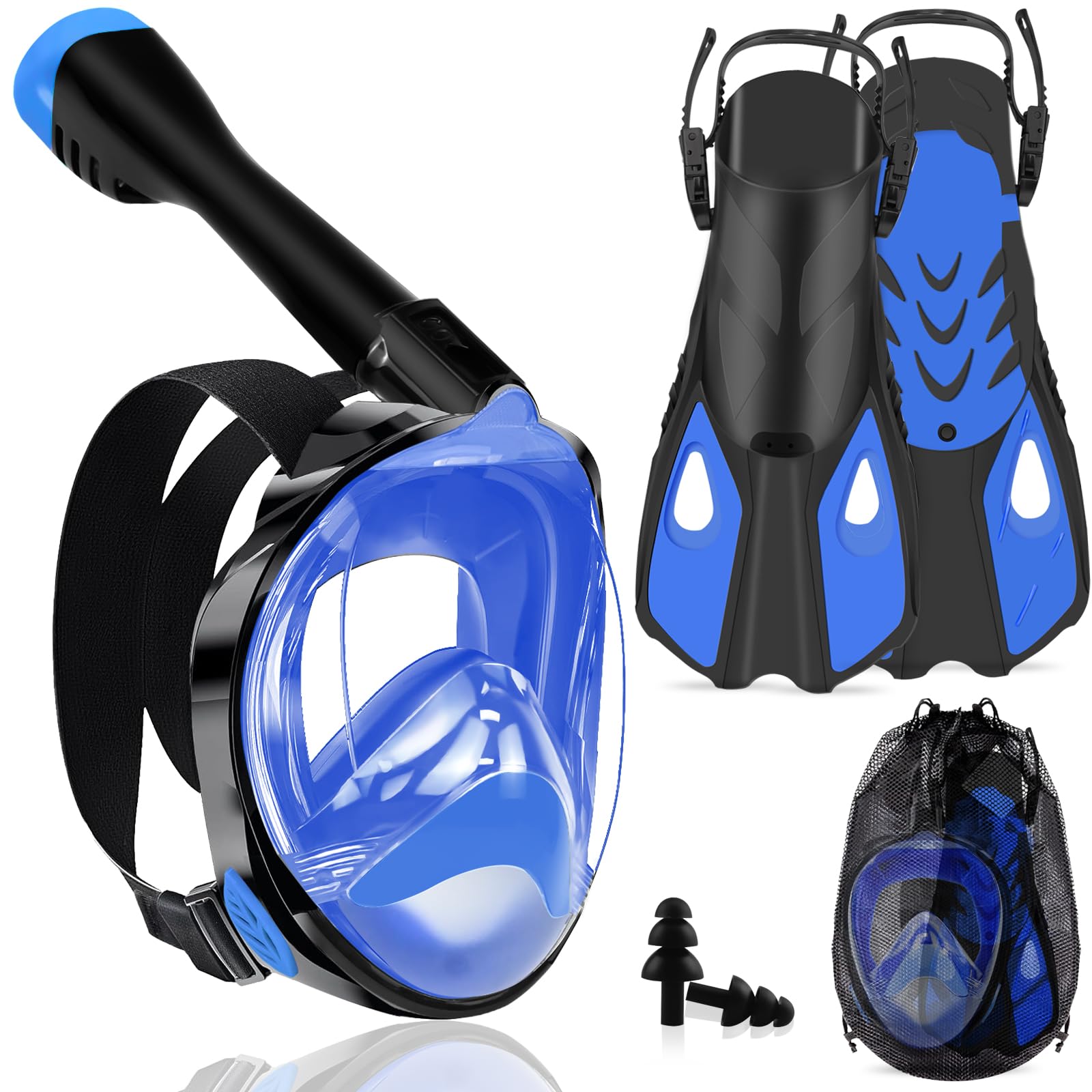 Maschera Integrale Da Snorkeling Con Supporto Per Fotocamera Rimovibile, Visione Panoramica 180°, Antiappannamento, In Silicone Medicale, Taglie S/M E L/XL Per Adulti E Bambini.