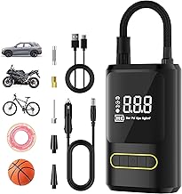 Tire Inflator Air Compressor with USB Rechargeable 150 PSI with Auto Shut Off Suitable for Motorcycle Ball Bike Tire Pump, Car Accessories and Digital HD Display,Electric Cordless Air Pump