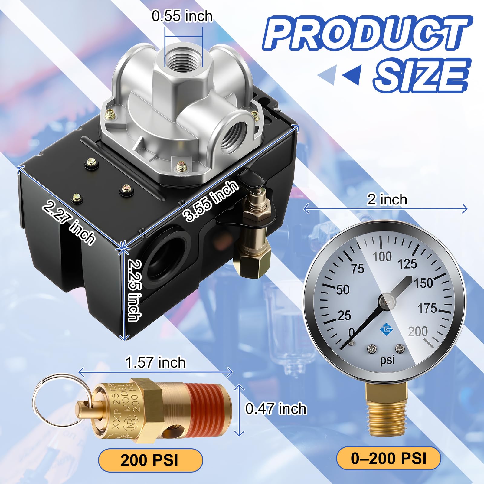 Dreyoo Air Compressor Pressure Switch - 135-175 PSI -2
