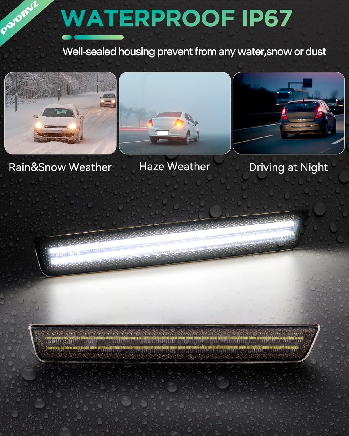 White LED Side Marker Lights for Dodge Challenger 2015-2023, Front & Rear Parking Lamp Passenger Driver Side, Smoked Lens 4PCS