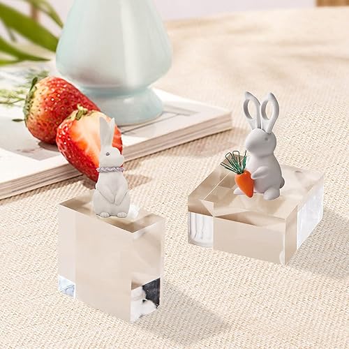 Miniatura 4 de 30 unidades de bloque de exhibición cuadrado de acrílico de 2 x 2 x 1 pulgadas, soporte de cubo de acrílico pulido transparente para soporte de