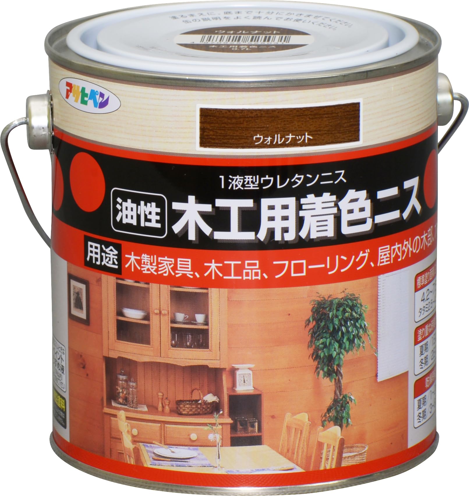 Amazon | アサヒペン 塗料 ペンキ 木工用着色ニス 0.7L ウォルナット