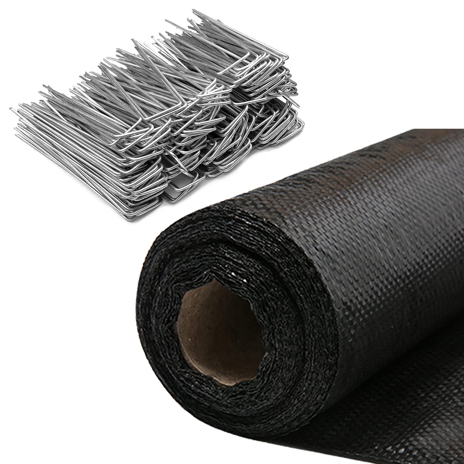 AGTEK3.8oz 4x100 FT Garden Landscape Fabric Bundle 6" 11 Gauge 200 Count Garden Landscape Staples