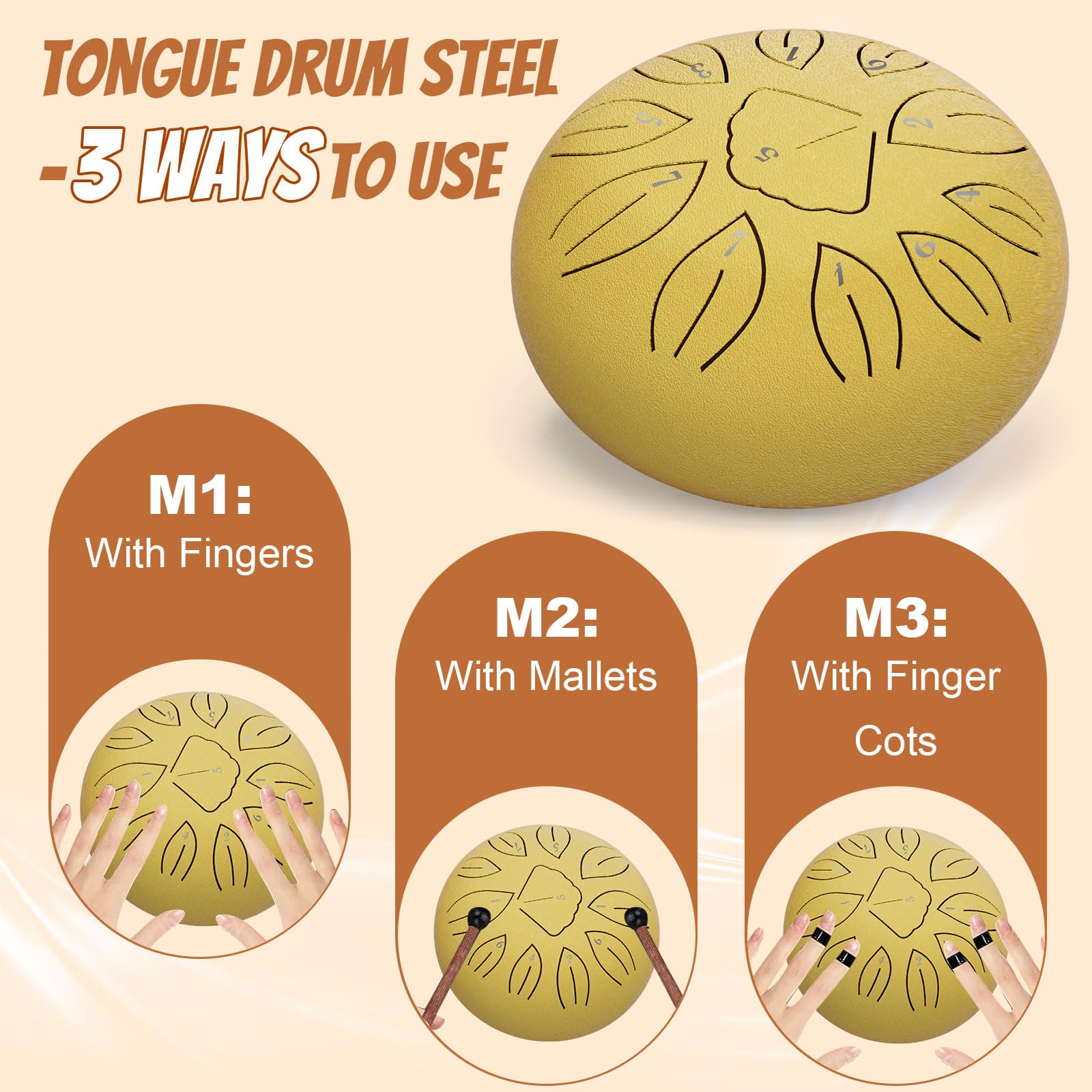 Aedcbaide Buddha Stones Mini Steel Tongue Drum - Image 2