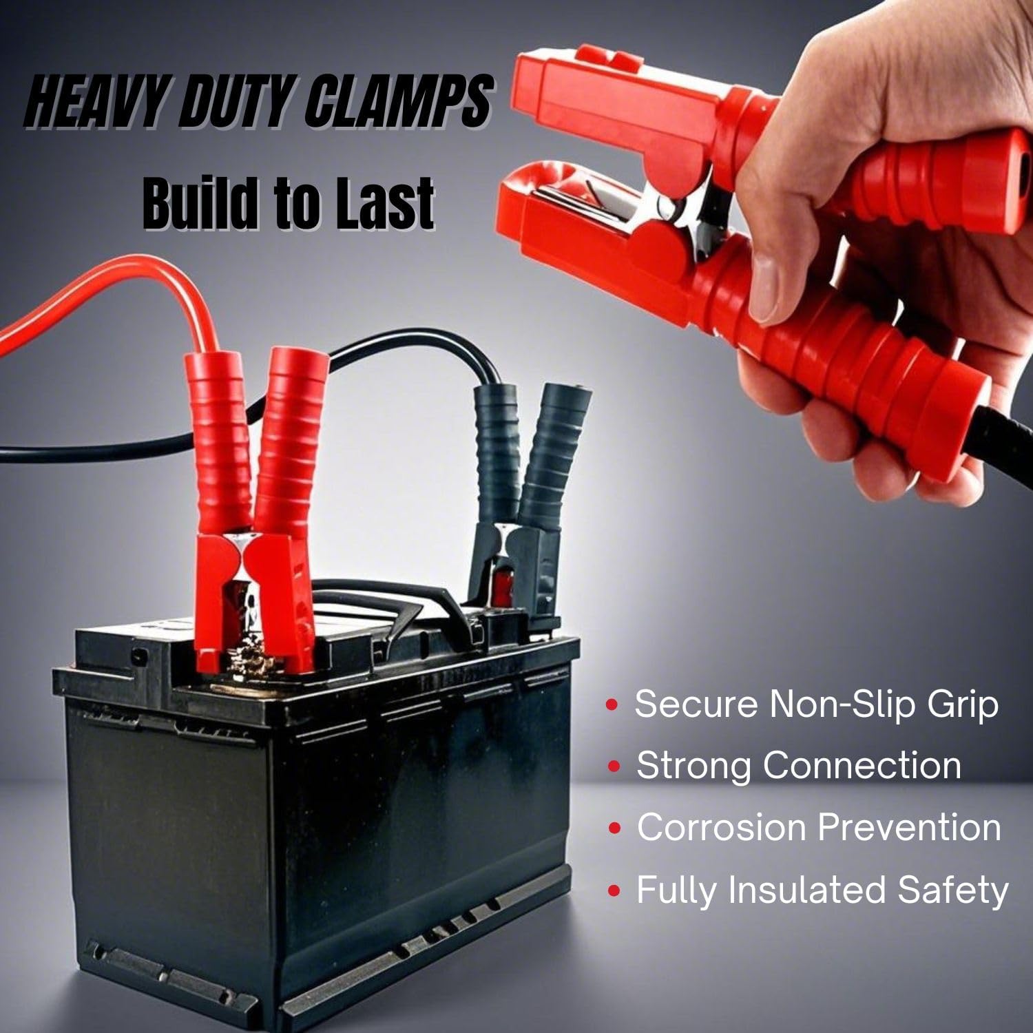 XINCOL A5 Heavy Duty 1-Gauge Ultra 2500A 100% drut miedziany, kabel wzmacniający, do ciężarówki, zapobiegający zamarzaniu, izolacja cieplna, z bezpłatną torbą do przenoszenia, rozmiar 6 m