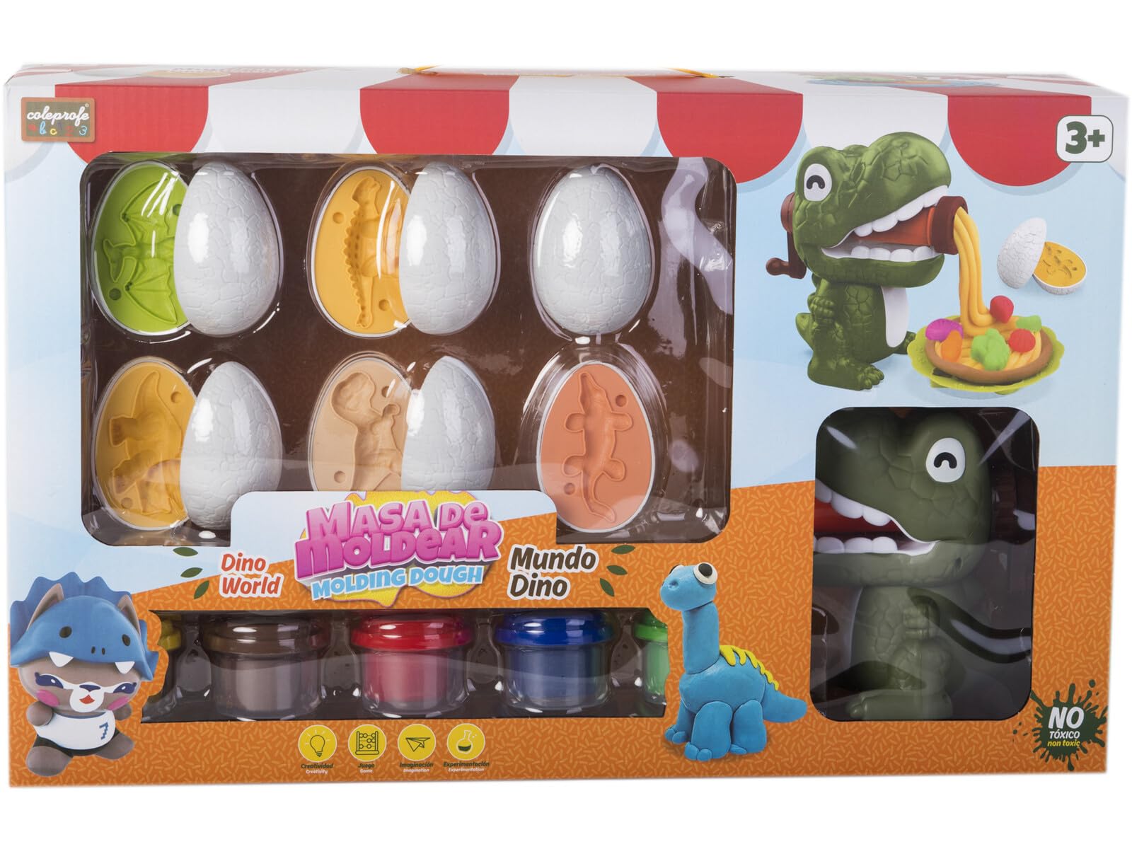 COLEPROFE Set Plastilina Mundo Dino con 4 Botes y Accesorios