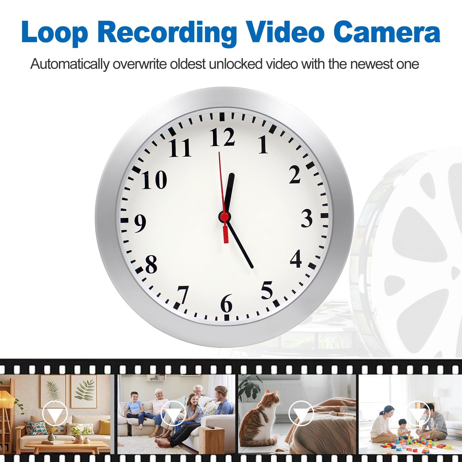 Horloge murale avec caméra espion, enregistreur vidéo HD1080P, caméras cachées, enregistrement en boucle, détection de mouvement, caméra de surveillance pour bureau à domicile, sans WiFi