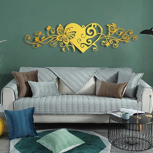 Miniatura 7 de Arte de pared de metal, arte de pared de corazón de metal, decoración de pared de mariposa de metal, arte de pared de corazón y mariposa, esculturas