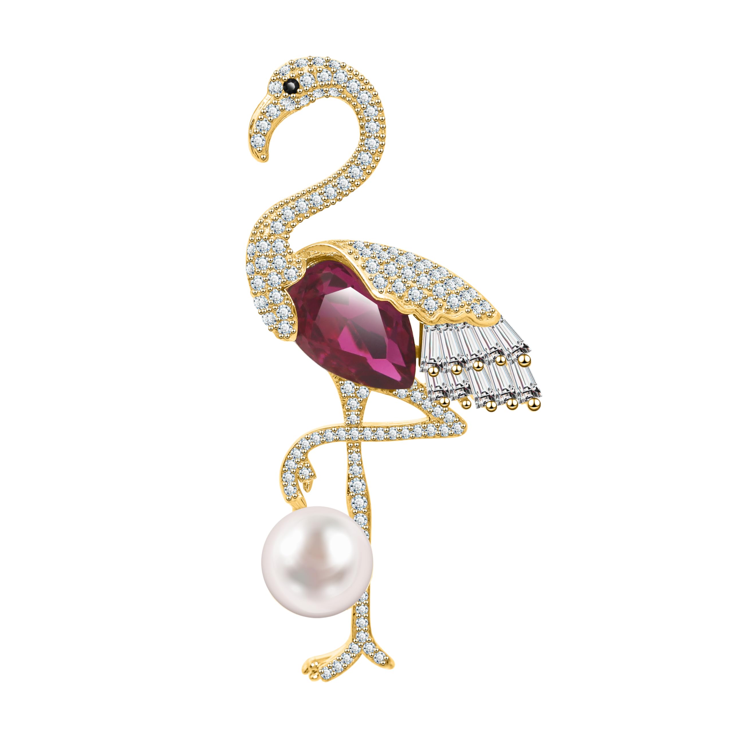 KristLand Flamingo Brosche mit funkelnden Kristall Schultasche Schal Anzug Pin Mode Vögel Brosche Party Geburtstag Weihnachten Geschenk für Frauen