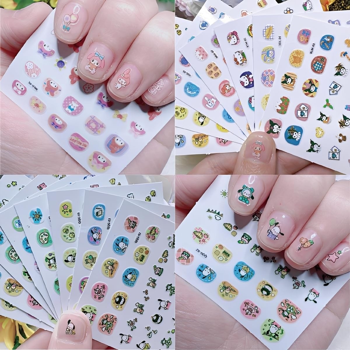 30Pcs Nail Stickers for Kids, 1 Packs Cartoon Nail Art Stickers