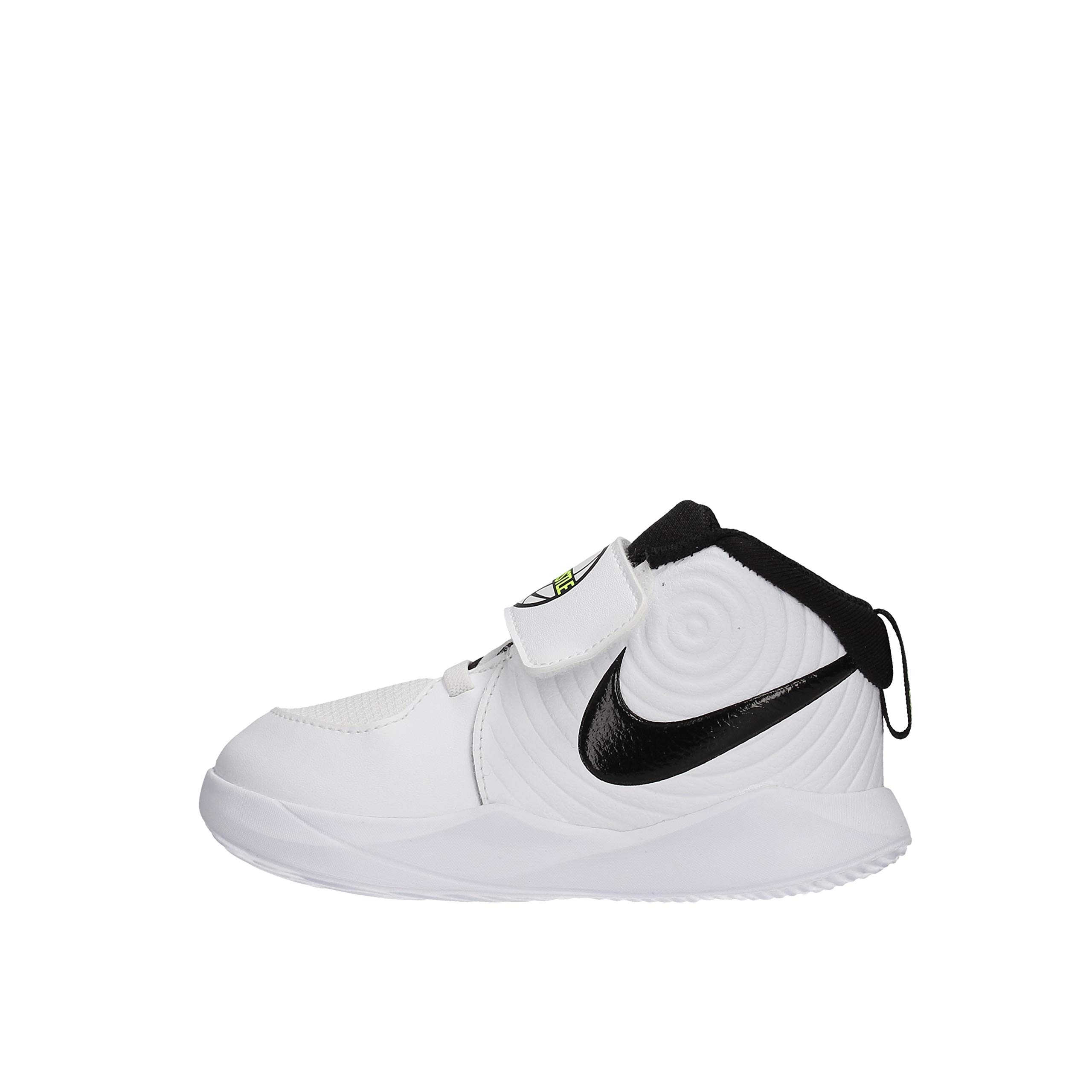 Nike Baby Team Hustle D 9 Basketball Shoe, White/Black-Volt, 7C Regular US Toddler