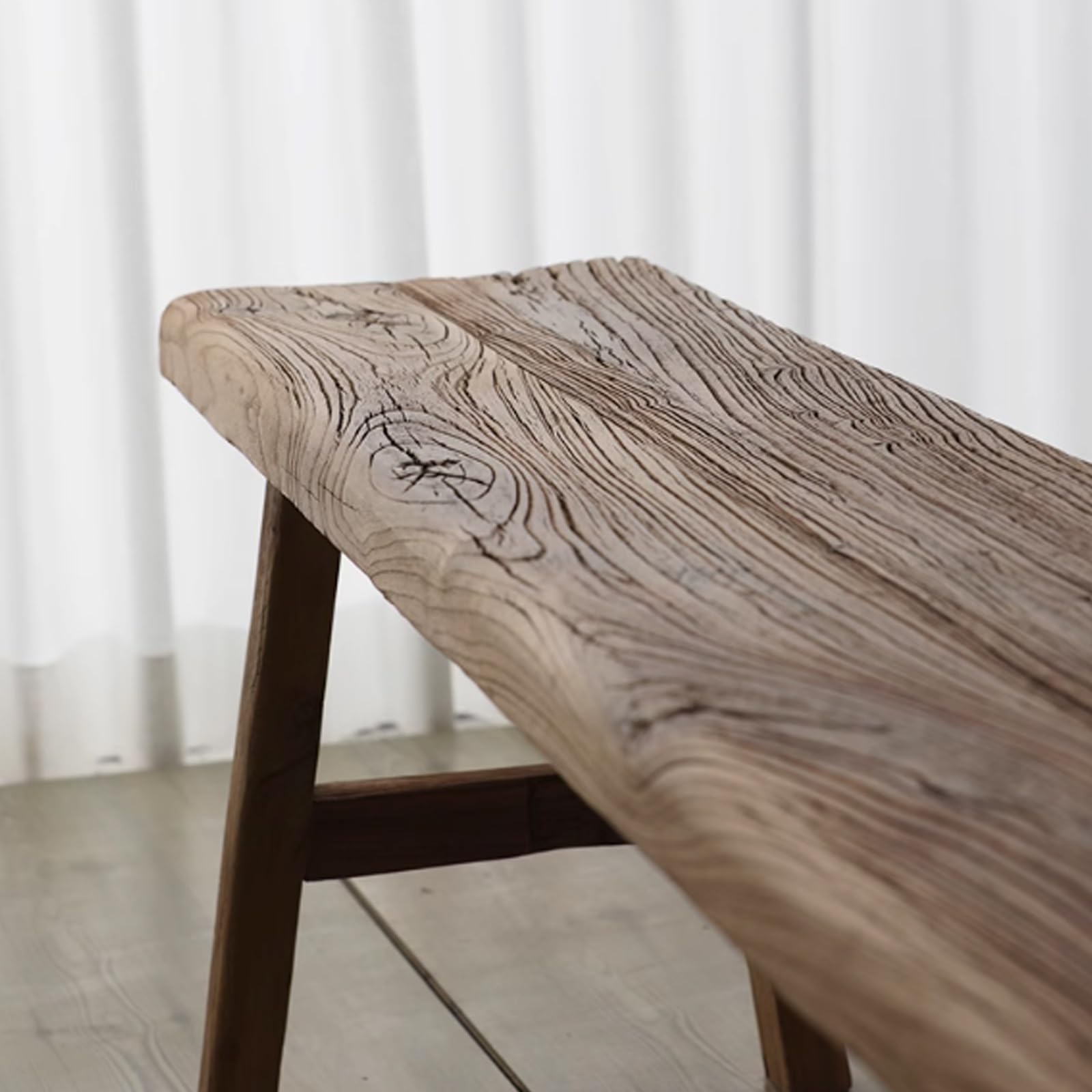 Banc en bois rustique intérieur bout de lit rectangulaire orme naturel