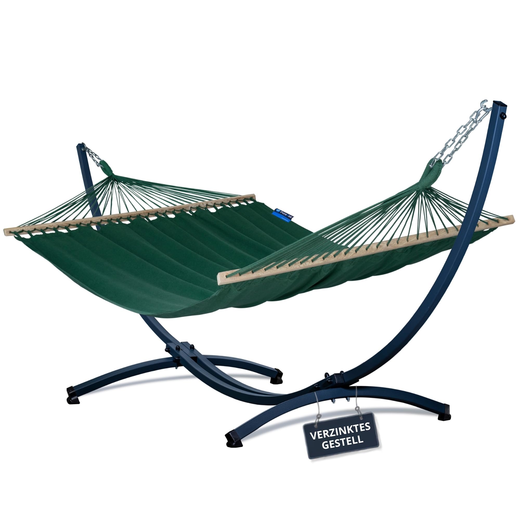 Potenza Hamaca para exteriores con estructura galvanizada para 2 personas, 100% algodón, Merida, 215 x 160, 200 kg, estructura de hamaca de 220 kg, resistente a la intemperie