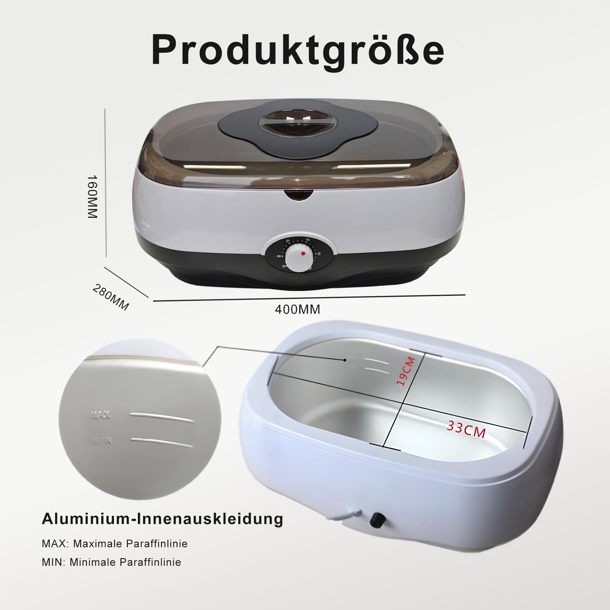 Bain de paraffine pour mains et pieds 5000 ml, Machine à Cire, Kit Complet avec 1800g de Cire et Accessoires (Noir pur)