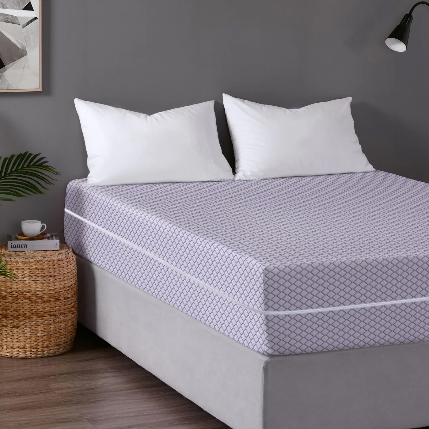 Coprimaterasso con cerniera, copertura completa, anti cimici, con cerniera, profondità 30 cm, ipoallergenico, con doppia chiusura laterale con cerniera (grigio chiaro, matrimoniale)